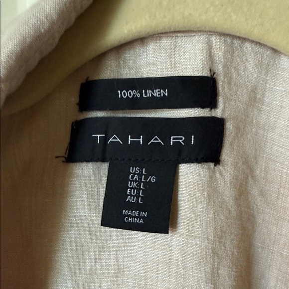 Tahari 100% Linen Shirt in Oatmeal - Picture 2 of 10